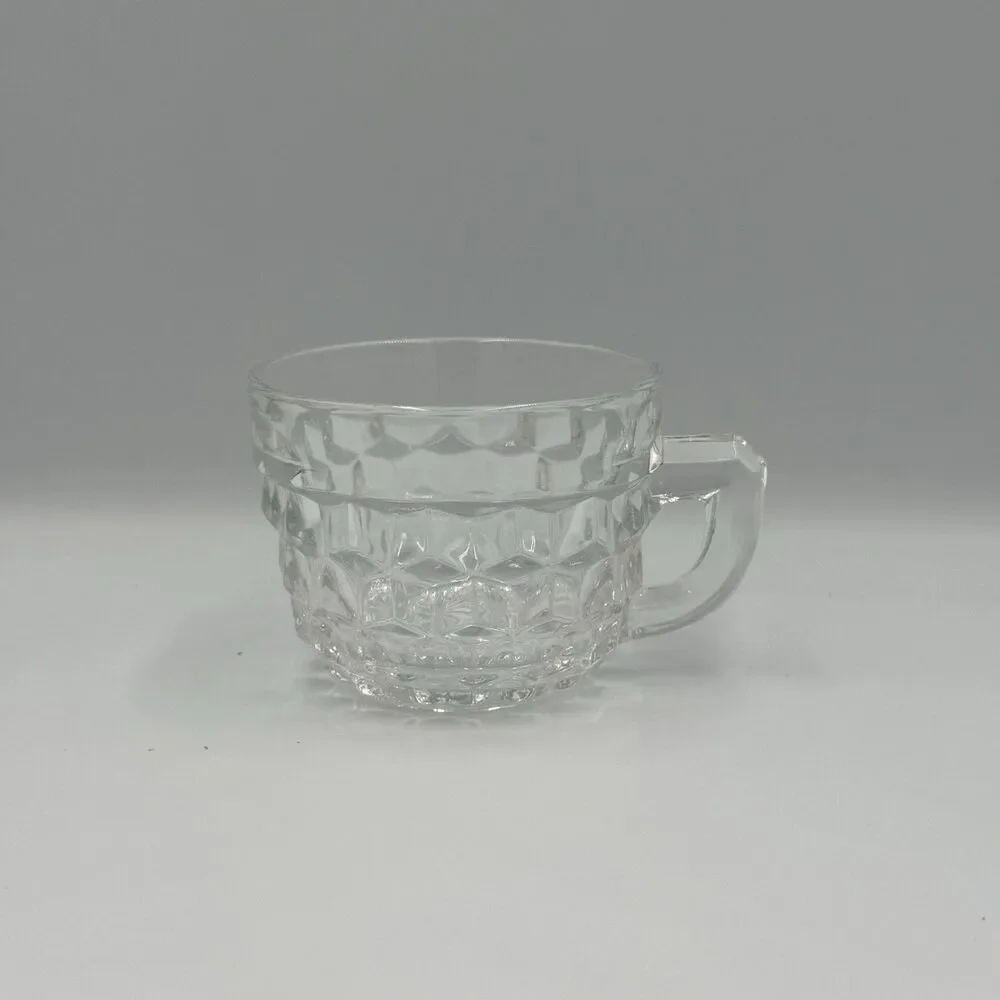 Fostoria 1960s American D-handle Elegant Glass Cubist Punch Orphan Set Of 4 READ
